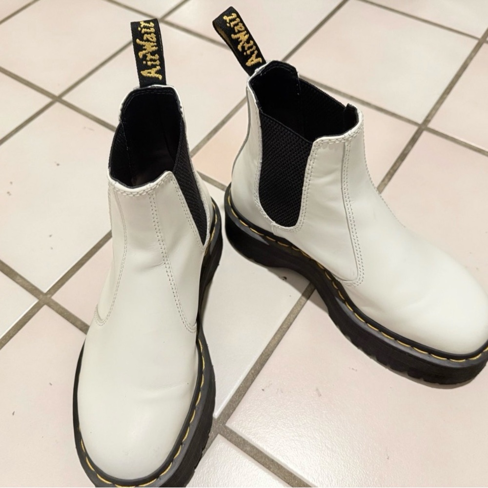 Dr. Martens White and Black Chelsea Boots